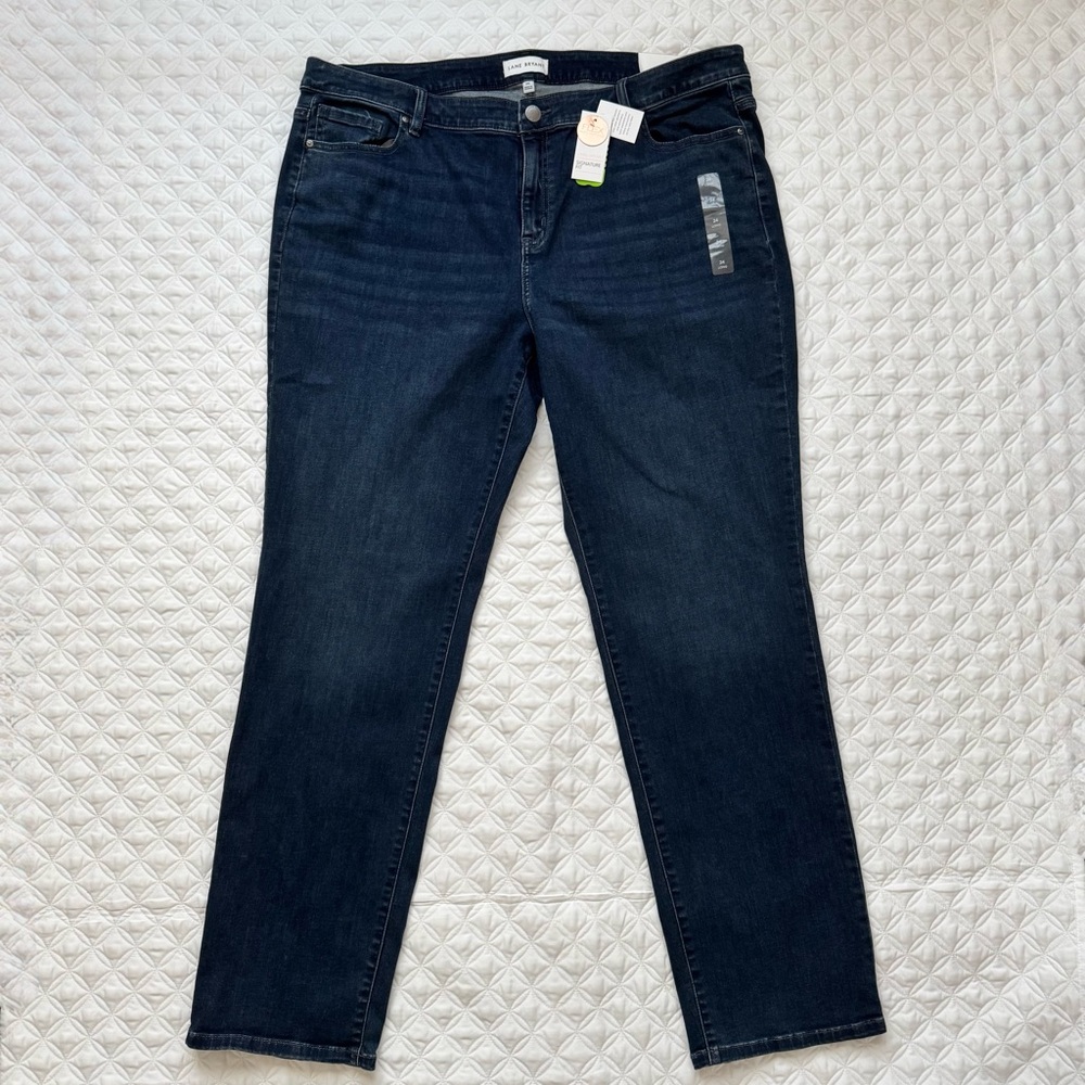 NWT Lane Bryant Signature Fit Straight Leg Jeans Mid-Rise Dark Denim size 24L